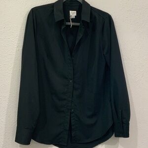 a new day Women's Elegant Black Button-Up Blouse